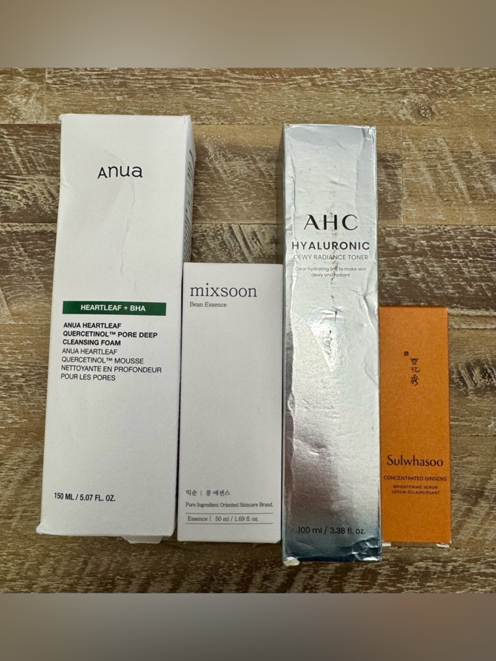 Authentic Korean Skincare Hydration Bundle - AHC, Anua, Mixsoon, & Sulwhasoo